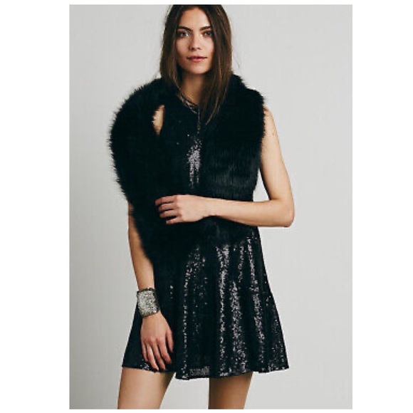 FREE PEOPLE Sleeveless Blue Liquid Shine Sequin Mini Dress S - Picture 11 of 13